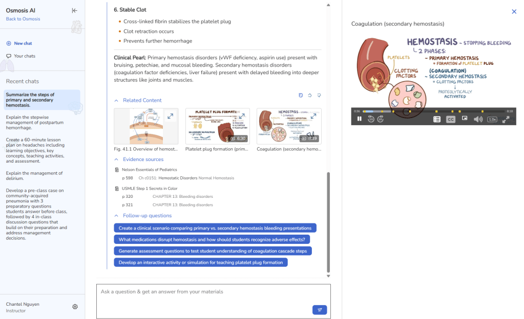 Osmosis AI is a purpose-built learning tool designed to help medical students quickly move from confusion to clear understanding using trusted Elsevier content, integrated directly into their study workflow.